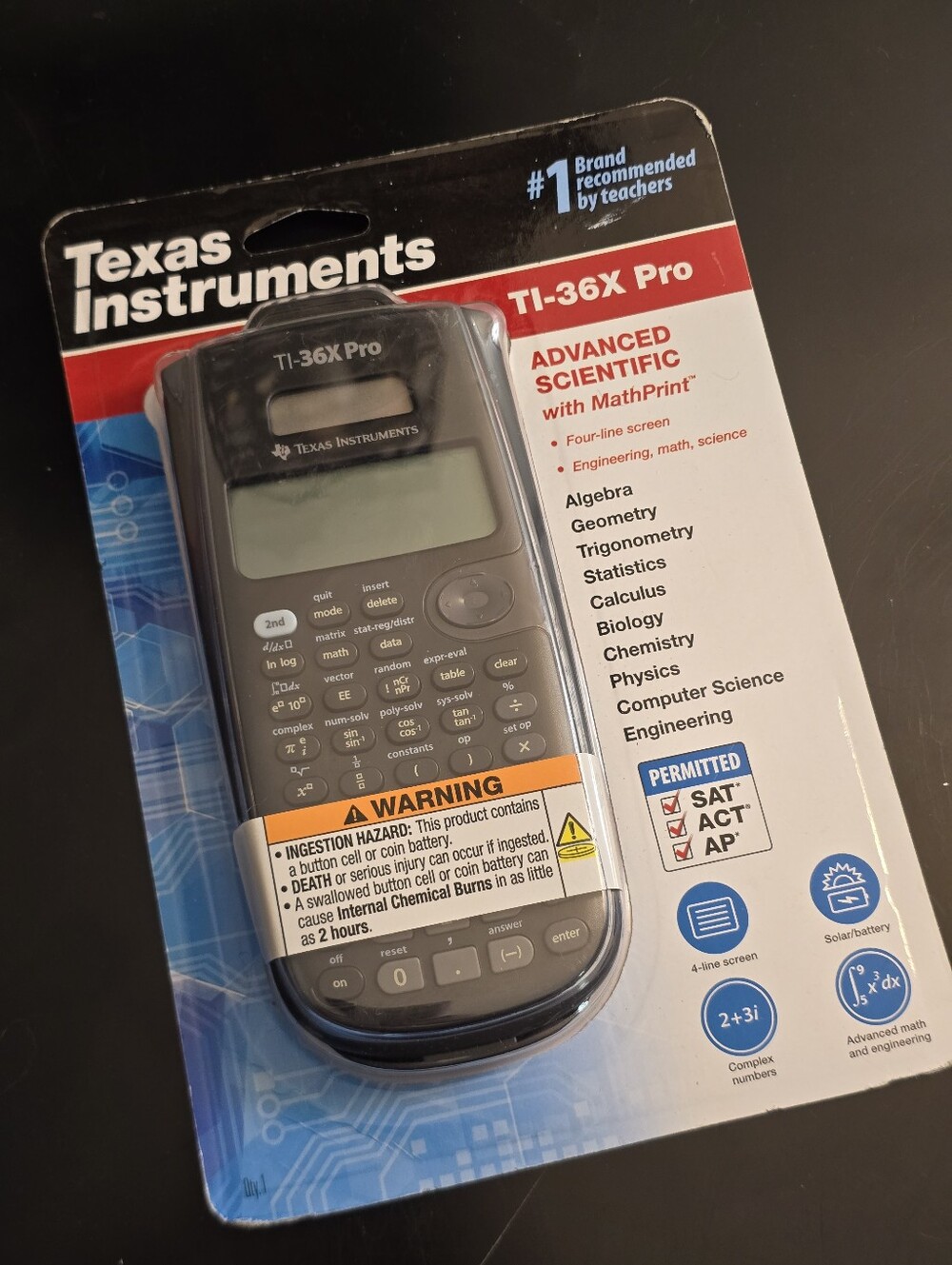 Texas Instruments TI-36X Pro Scientific Calculator - Black and White Packaging